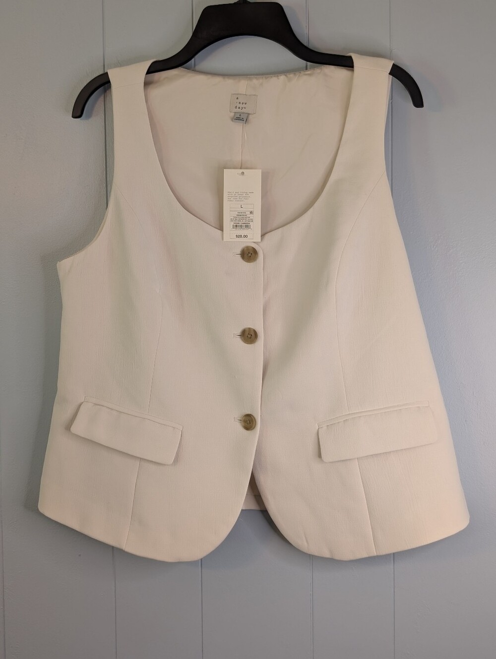 a new day Cream Button-Front Tailored Vest